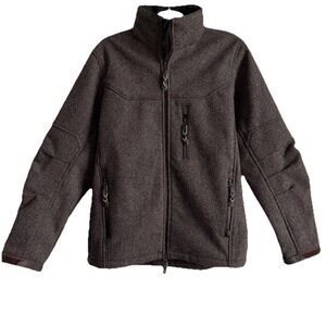 STS Ranchwear The Stone Mens Small Wool Blend Jacket Brown Concealable Hood